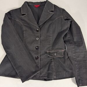Retro Fox Cole Classic Women's Black Cotton Blend Blazer Jacket Size 11